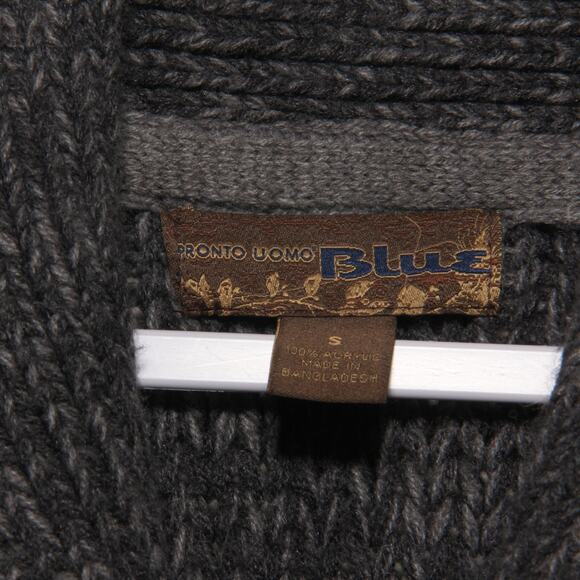 Pronto Uomo Fisherman's Grandpa Cardigan Sweater Size Small Chunky Cable Knit - Picture 8 of 9